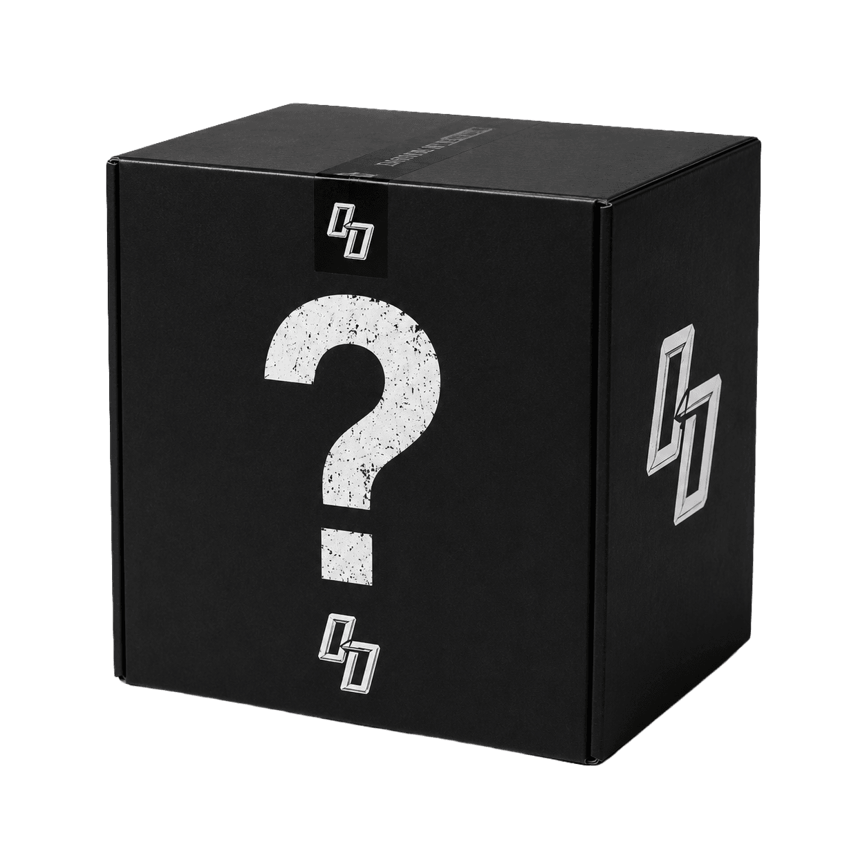 A black OD mystery box with a white question mark